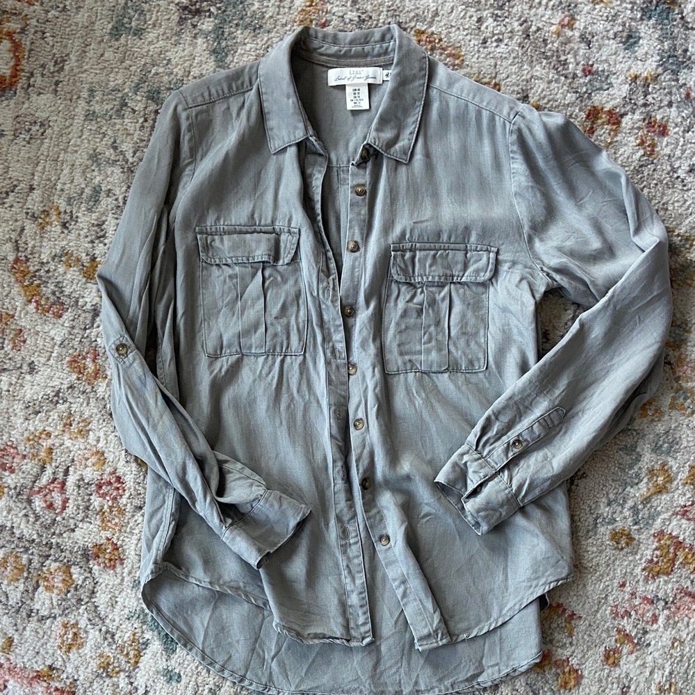 H&M Light Gray Button-Down Utility Shirt